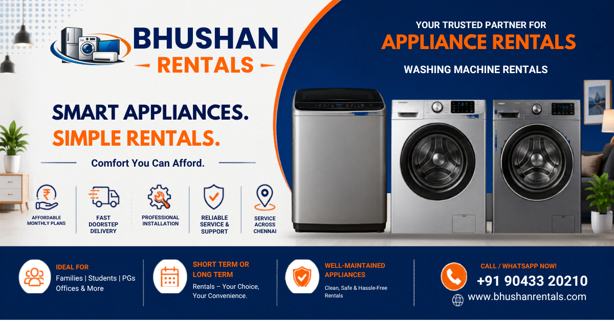 Washing Machine Rentals Washing Machine Rental in Chennai | Top Load & Front Load